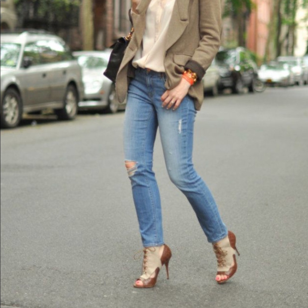 Elizabeth and James linen brown leather bootie